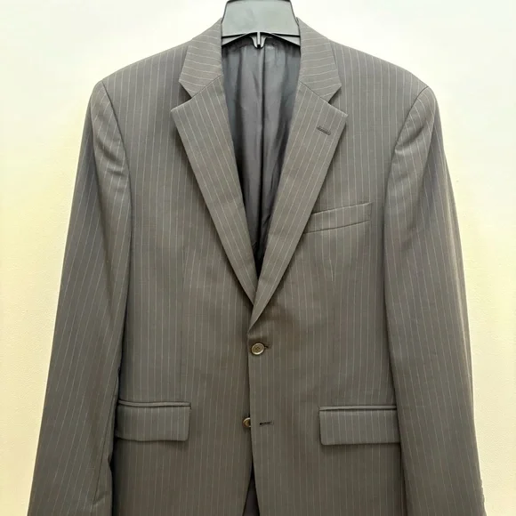 John Varvatos Gray Pinstripe Worsted Wool Sullivan Suit Jacket Blazer Size 40R/M